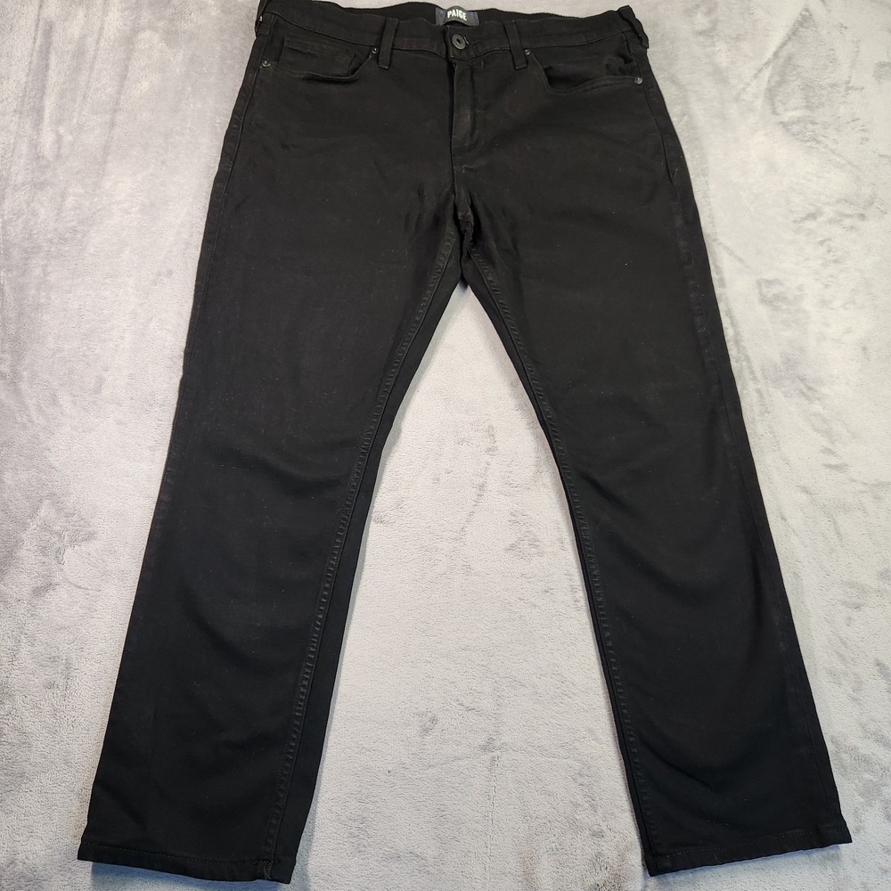 Paige Lennox Mens Black Jeans Size 34 Slim Straight Stretch Denim 34x26 Pants